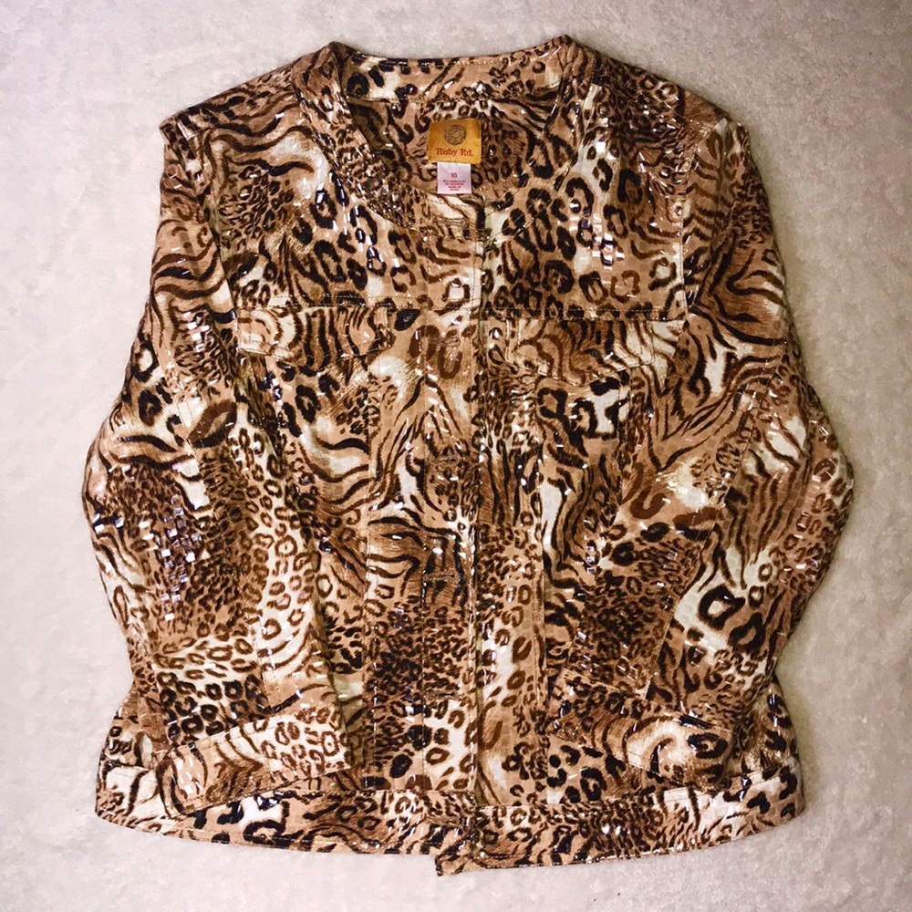 Ruby Rd | Animal Print Button Up Jacket